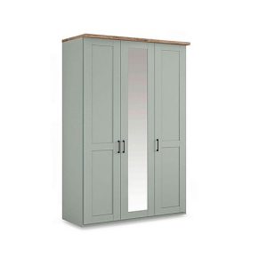 Wiemann  Adeline 3 Door Hinged Wardrobe with Centre Mirror  Sage | Bed Sava