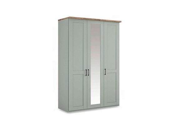 Wiemann  Adeline 3 Door Hinged Wardrobe with Centre Mirror  Sage | Bed Sava
