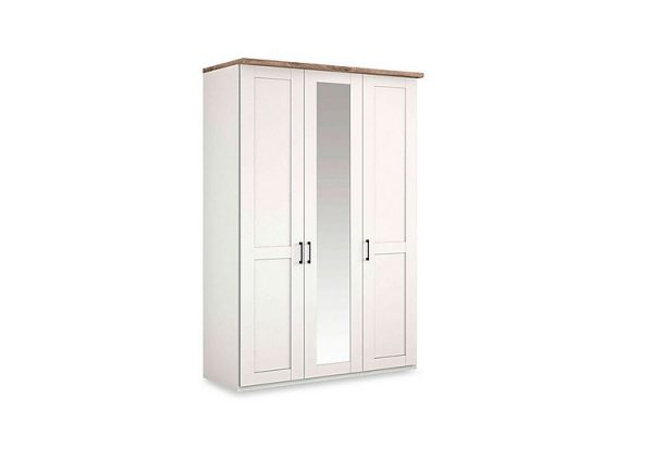Wiemann  Adeline 3 Door Hinged Wardrobe with Centre Mirror  White | Bed Sava