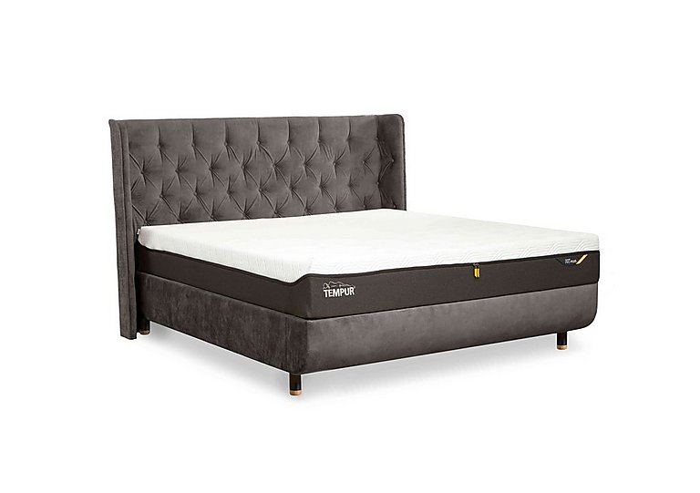TEMPUR - Arc Disc Bed Frame with Luxury Headboard - Super King with Chrome Feet