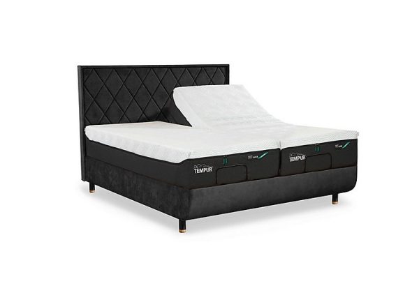 TEMPUR  Arc Ergo Smart Base Bed Frame with Quilted Headboard  Super King with Oak Feet | Bed Sava