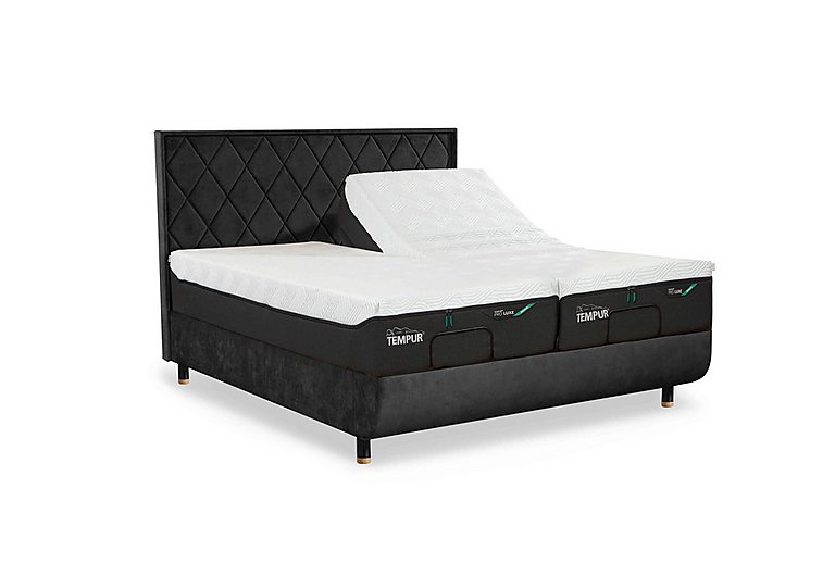 TEMPUR - Arc Ergo Smart Base Bed Frame with Quilted Headboard - King Size with Oak Feet