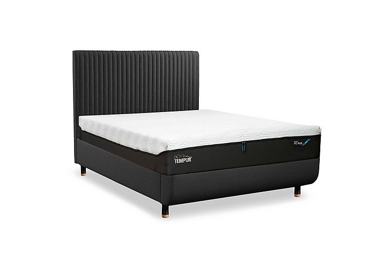 TEMPUR - Arc Disc Ottoman Bed Frame with Vertical Headboard - King Size with Oak Feet