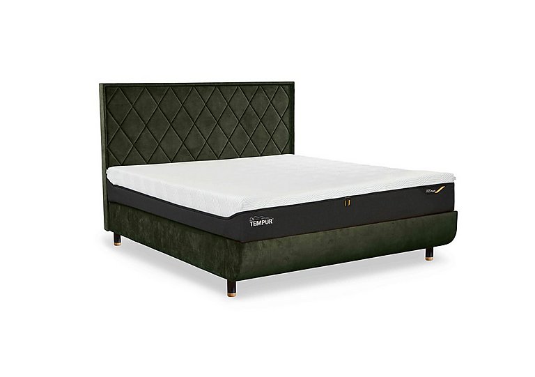 TEMPUR - Arc Disc Ottoman Bed Frame with Quilted Headboard - Super King - Natural Ash