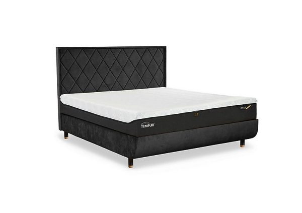 TEMPUR  Arc Disc Ottoman Bed Frame with Quilted Headboard  Super King with Oak Feet | Bed Sava