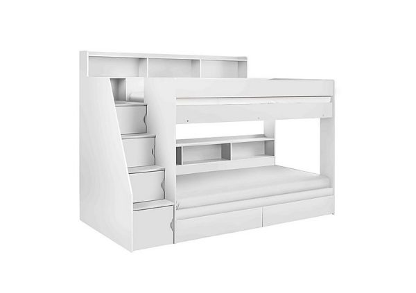 Astrid Staircase Bunk Bed  White | Bed Sava
