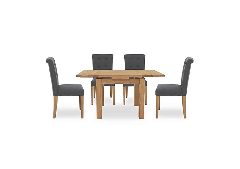Augusta Draw Leaf Extending Dining Table and 4 Roll Back Upholstered Chairs - Anthracite