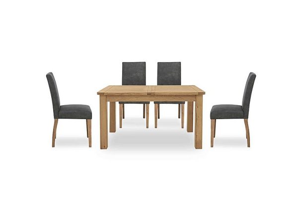 Augusta Small Rectangular Extending Dining Table and 4 Cowboy Upholstered Chairs  Grey | Bed Sava