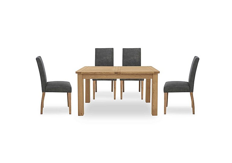 Augusta Small Rectangular Extending Dining Table and 4 Cowboy Upholstered Chairs - Grey