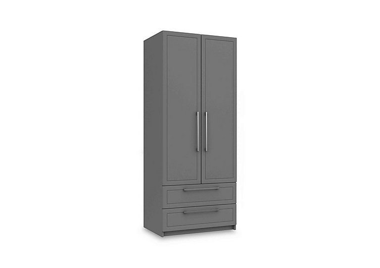 London Bedrooms - Bexley 2 Door Combi Wardrobe - Dust Grey Gloss