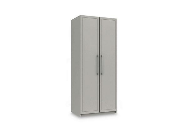 London Bedrooms  Bexley 2 Door Wardrobe with Interior Lighting  Light Grey Gloss | Bed Sava