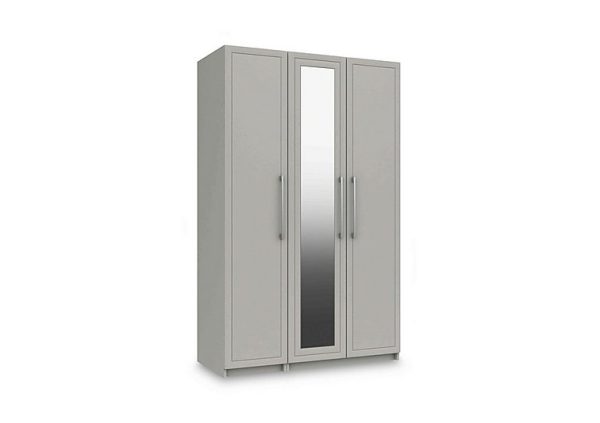 London Bedrooms  Bexley 3 Door Wardrobe with Mirror Door  Light Grey | Bed Sava