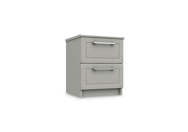 London Bedrooms  Bexley 2 Drawer Bedside Cabinet  Light Grey | Bed Sava