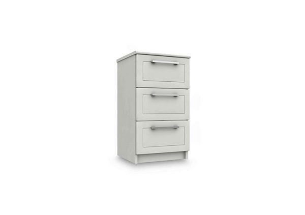 London Bedrooms  Bexley 3 Drawer Bedside Cabinet  White | Bed Sava