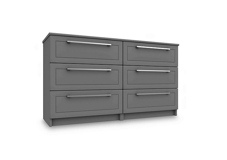 London Bedrooms - Bexley 6 Drawer Chest - Dust Grey Gloss
