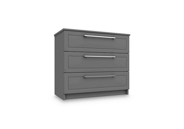 London Bedrooms  Bexley 3 Drawer Chest  Dust Grey Gloss | Bed Sava