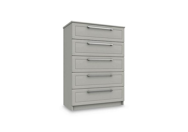 London Bedrooms  Bexley 5 Drawer Chest  Light Grey | Bed Sava