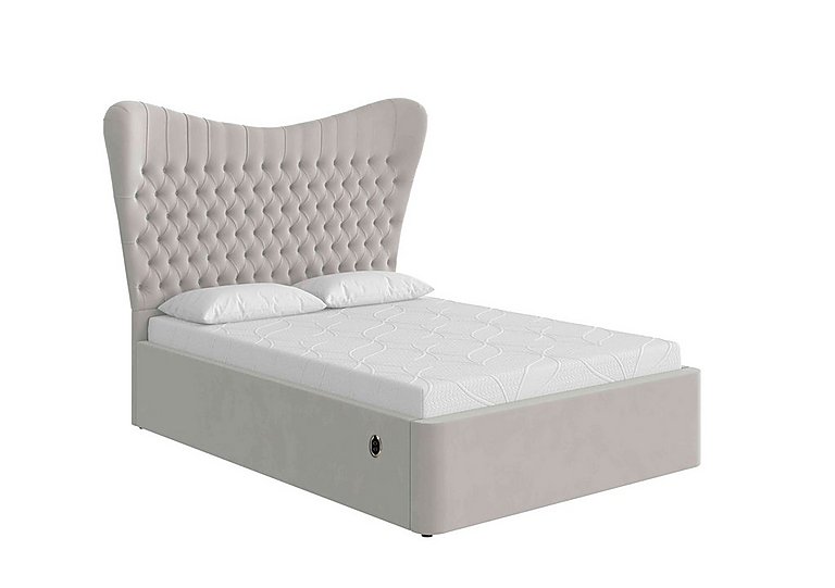 Caesar Electric Ottoman Bed Frame - Double - Velvet Silver