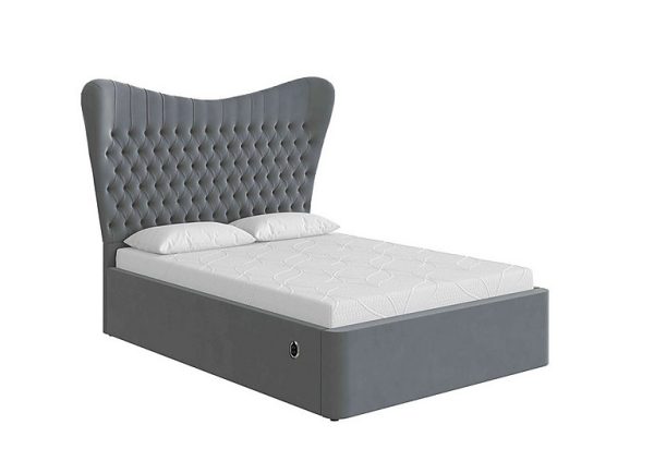 Caesar Electric Ottoman Bed Frame  Double  Velvet Steel | Bed Sava