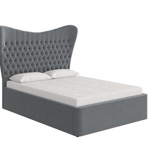 Caesar Ottoman Bedframe  King Size  Velvet Steel | Bed Sava
