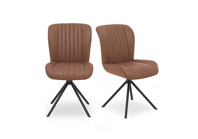 Bodahl - Compact Terra Pair of Swivel Dining Chairs - Cognac