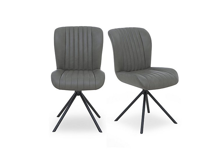Bodahl - Compact Terra Pair of Swivel Dining Chairs - Grey