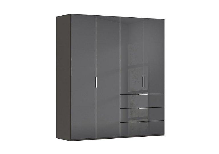 Rauch  Formes 4 Door Bifold Combi Glass Wardrobe  GraphiteBasalt Front | Bed Sava
