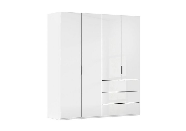 Rauch - Formes 4 Door Bifold Combi Glass Wardrobe - White/White Front
