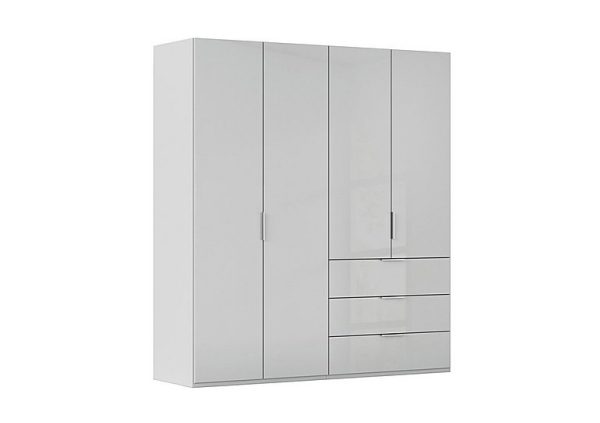 Rauch  Formes 4 Door Bifold Combi Glass Wardrobe  Silk GreySilk Grey Front | Bed Sava
