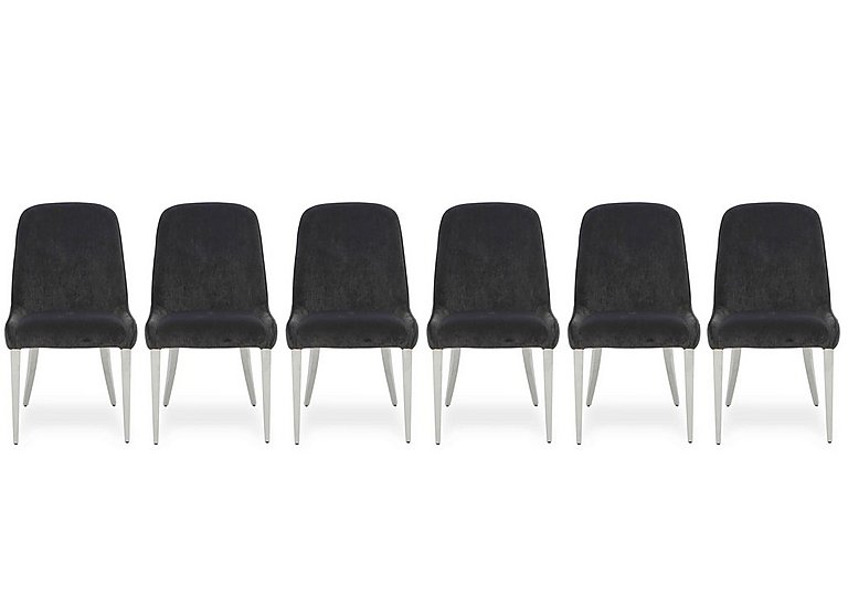 Gabana Set of 6 Velvet Dining Chairs - Charcoal