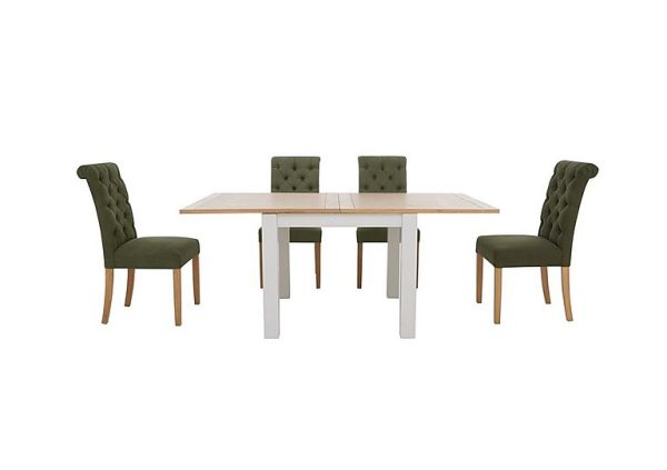 Furnitureland  Hamilton Flip Top Dining Table and 4 Button Back Chairs  Forest | Bed Sava