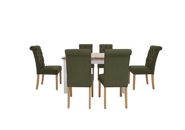 Furnitureland  Hamilton Rectangular Extending Dining Table and 6 Button Back Chairs  Forest | Bed Sava