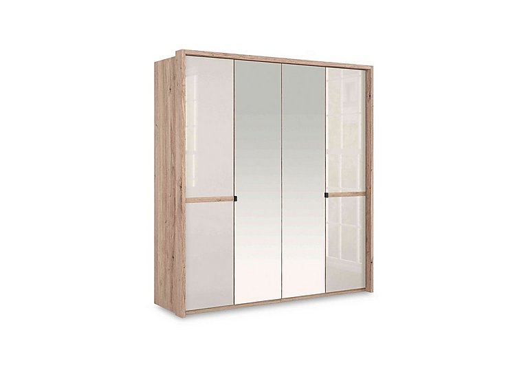 Wiemann - Hong Kong 4 Door Hinged Wardrobe with 2 Glass and 2 Mirror Doors - Champagne