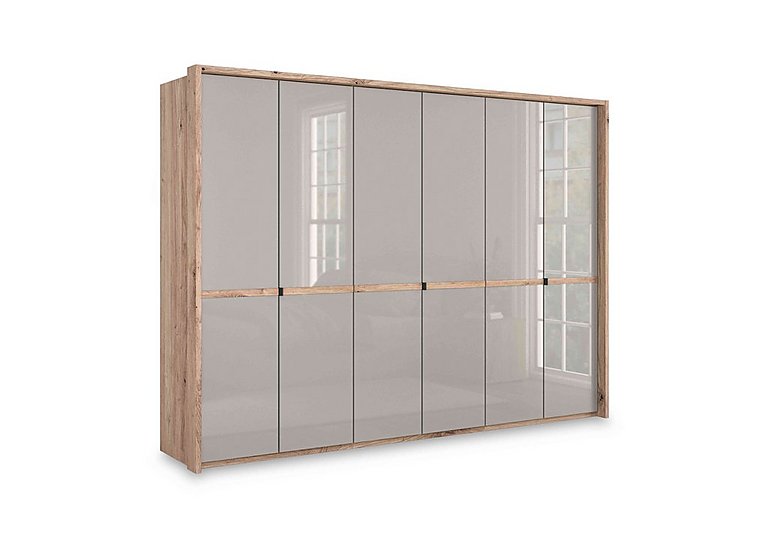 Wiemann - Hong Kong 6 Door Hinged Wardrobe with Glass Doors - Pebble Grey
