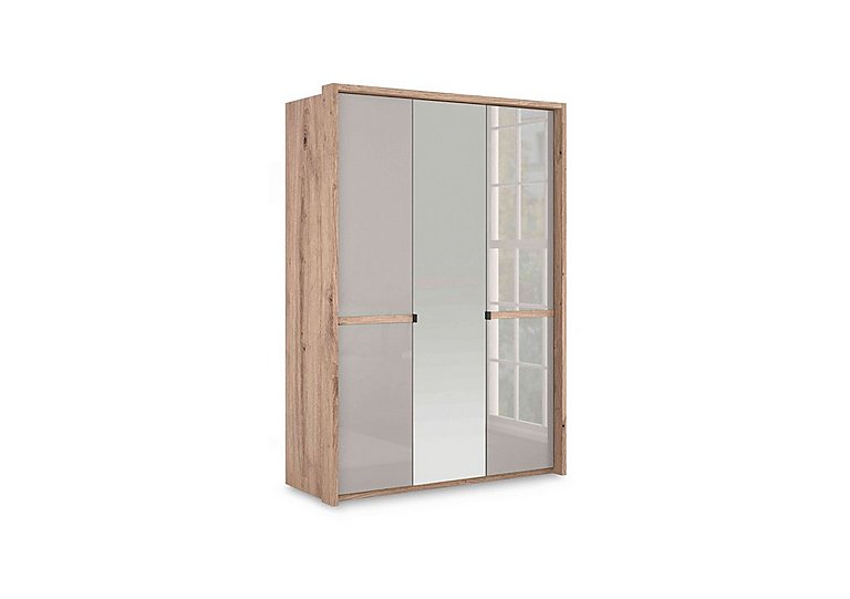 Wiemann - Hong Kong 3 Door Hinged Wardrobe with 2 Glass Doors and 1 Mirror Door - Pebble Grey
