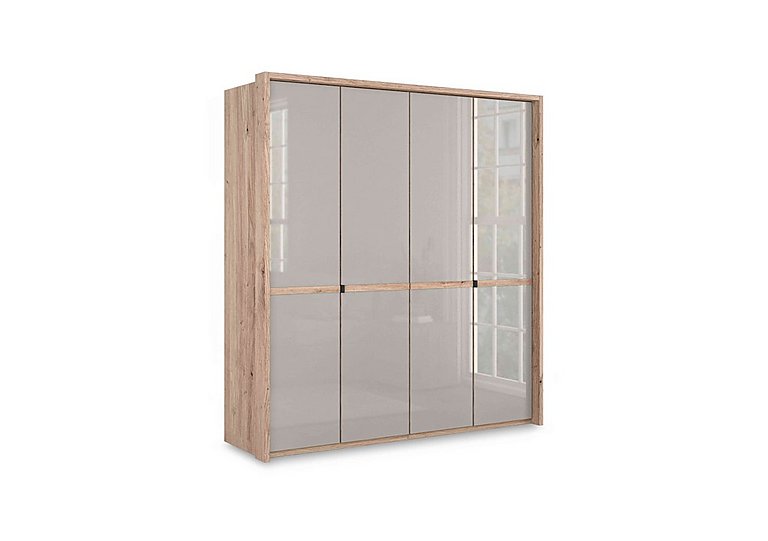 Wiemann - Hong Kong 4 Door Hinged Wardrobe with Glass Doors - Pebble Grey
