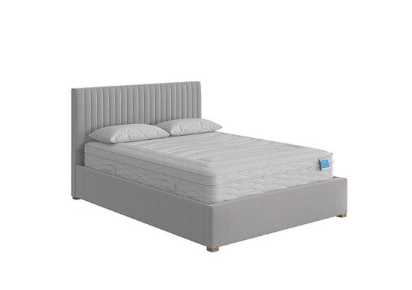 Hugh Ottoman Bed Frame  King Size  Kimiyo Linen Silver | Bed Sava