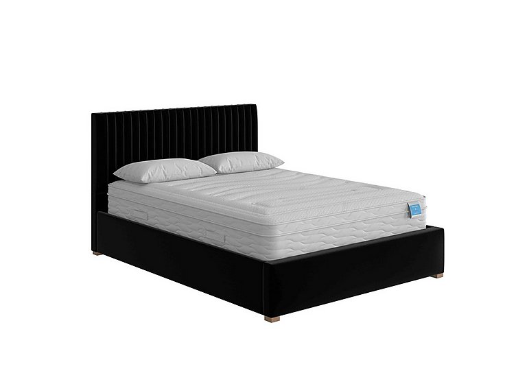Hugh Ottoman Bed Frame - King Size - Plush Velvet Ebony