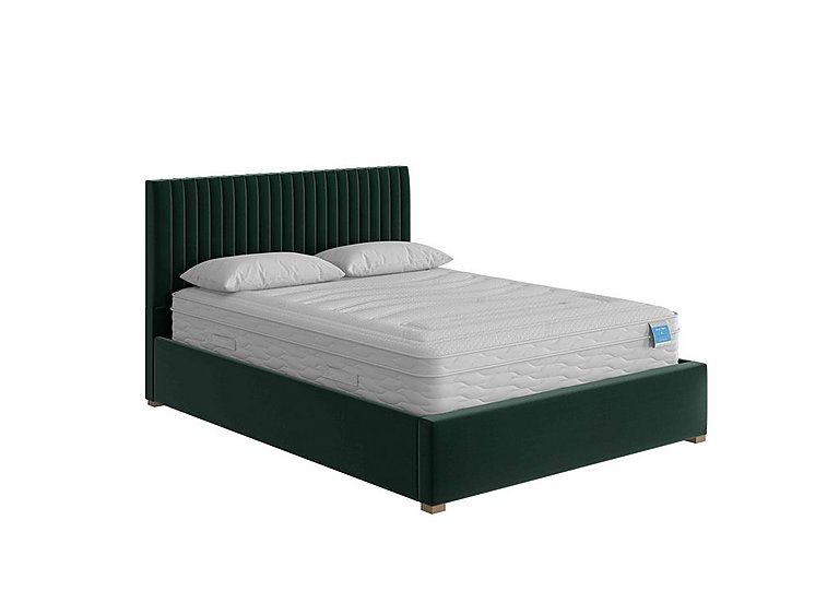 Hugh Ottoman Bed Frame - King Size - Plush Velvet Forest Green
