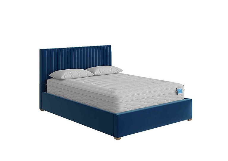 Hugh Ottoman Bed Frame - King Size - Plush Velvet Navy