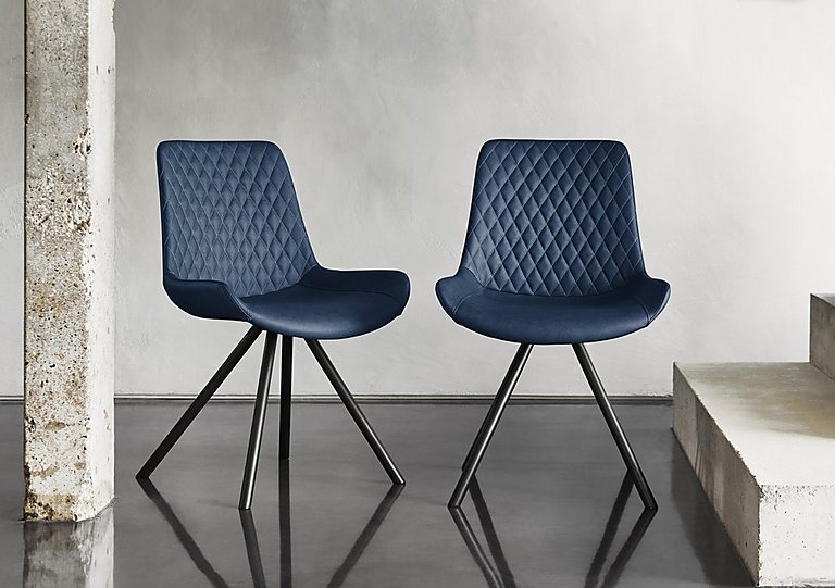Ion Set of 4 Fabric Dining Chairs - Mineral Blue