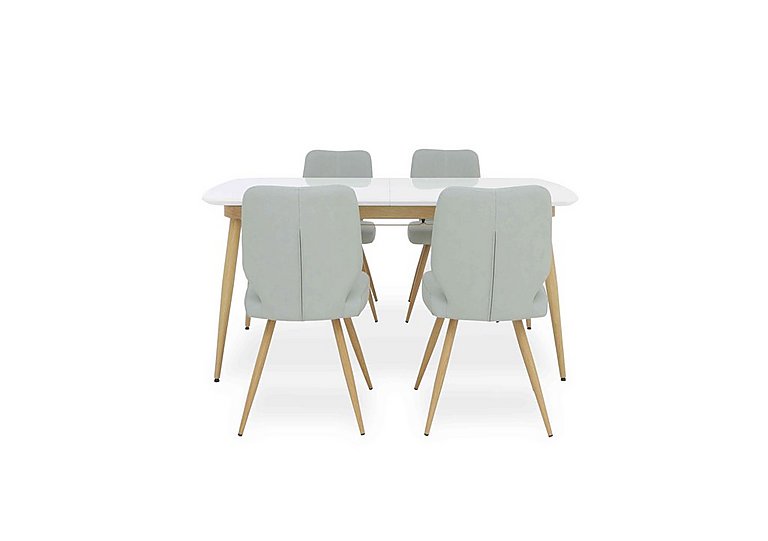 Jonah Extending Dining Table with 4 Faux Leather Chairs - 125-cm - Light Grey