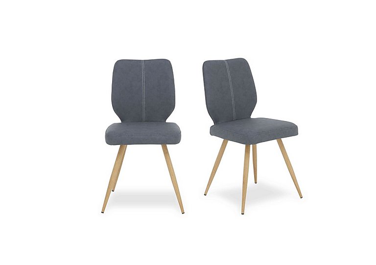 Jonah Pair of Faux Leather Dining Chairs - Dark Grey