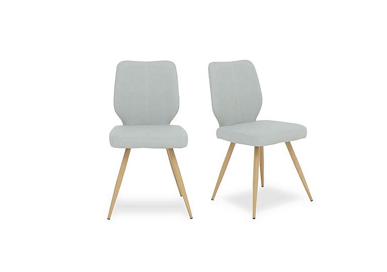 Jonah Pair of Faux Leather Dining Chairs - Light Grey