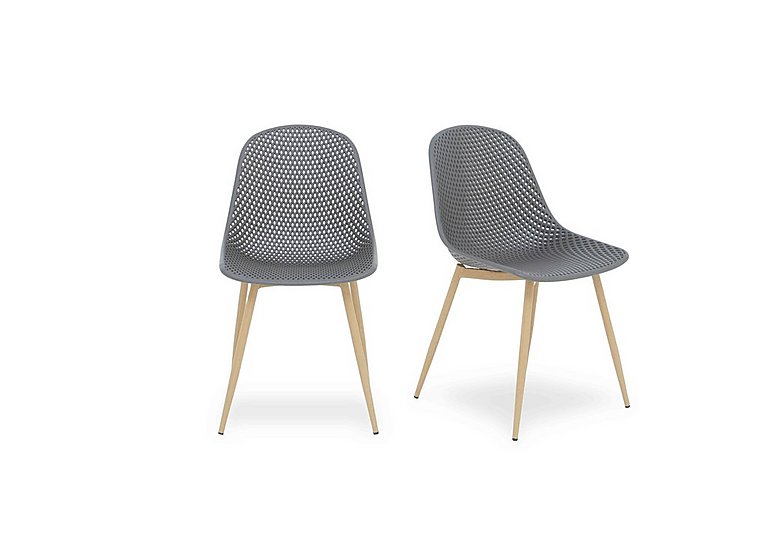 Jonah Pair of Trellis Plastic Dining Chairs - Dark Grey