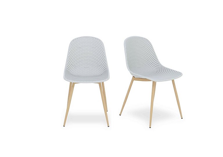 Jonah Pair of Trellis Plastic Dining Chairs - Light Grey