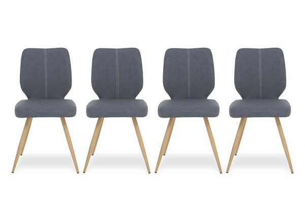 Jonah Set of 4 Faux Leather Dining Chairs  Dark Grey | Bed Sava