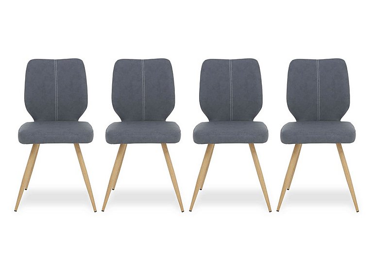 Jonah Set of 4 Faux Leather Dining Chairs - Dark Grey
