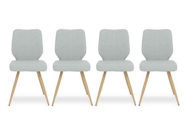 Jonah Set of 4 Faux Leather Dining Chairs  Light Grey | Bed Sava