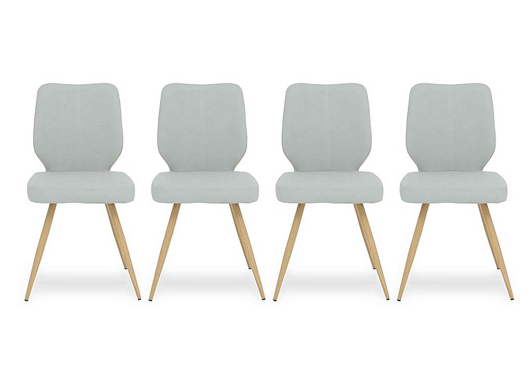 Jonah Set of 4 Faux Leather Dining Chairs - Light Grey
